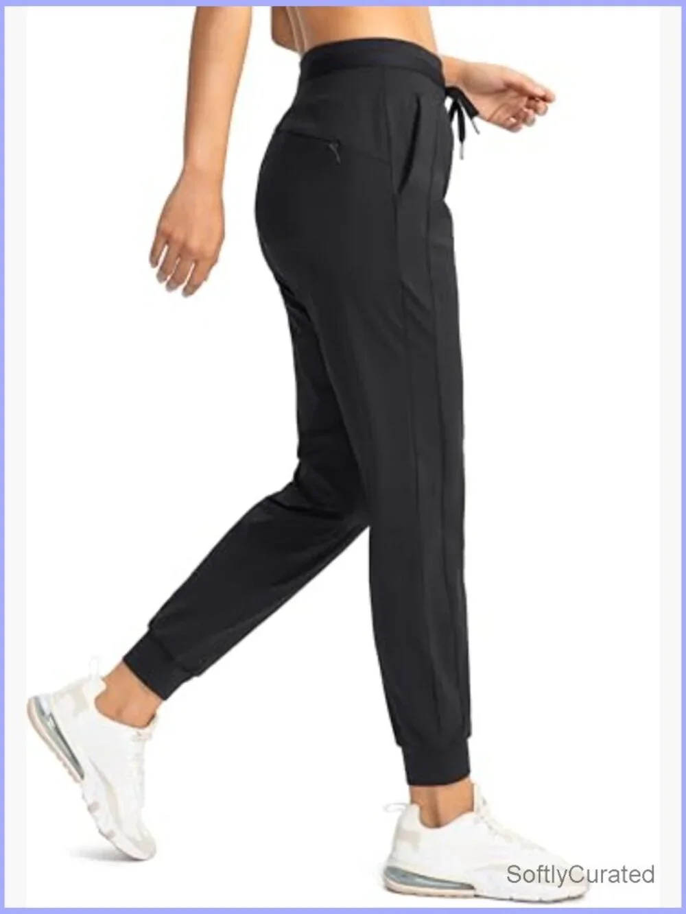 High Waisted Joggers with Zipper Pockets, Tapered Sweatpants for Workout